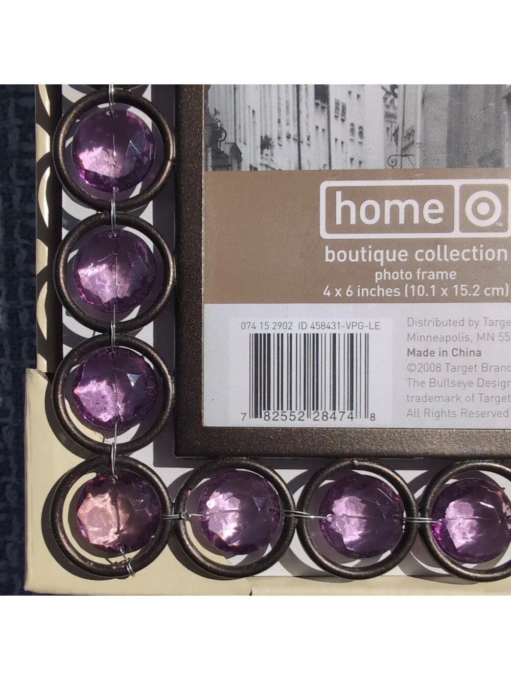Target Boutique Collection| Picture Frame|4 X 6 Glass | Purple Gems | NIB